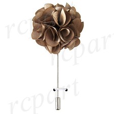 New in box formal Men's Suit chest brooch bronze fabric flower lapel pin prom