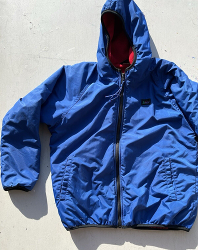 Kid's Vintage REI Jacket Blue Solid L Camp Hike Light Packable Lined Fleece - Picture 4 of 14