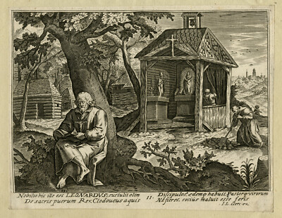 Antiker Druck - RELIGION - EINSIEDLER - LEONARDUS - Vos - le Clerc - ca. 1610