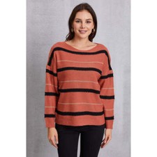 Striped Round Neck Dropped Shoulder Sweater