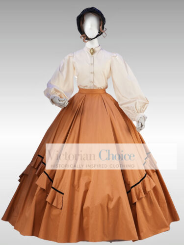 Victorian 19th Century 3PC Wrapper Dress w. Train Period Theater Clothing 2301 - Picture 6 of 8