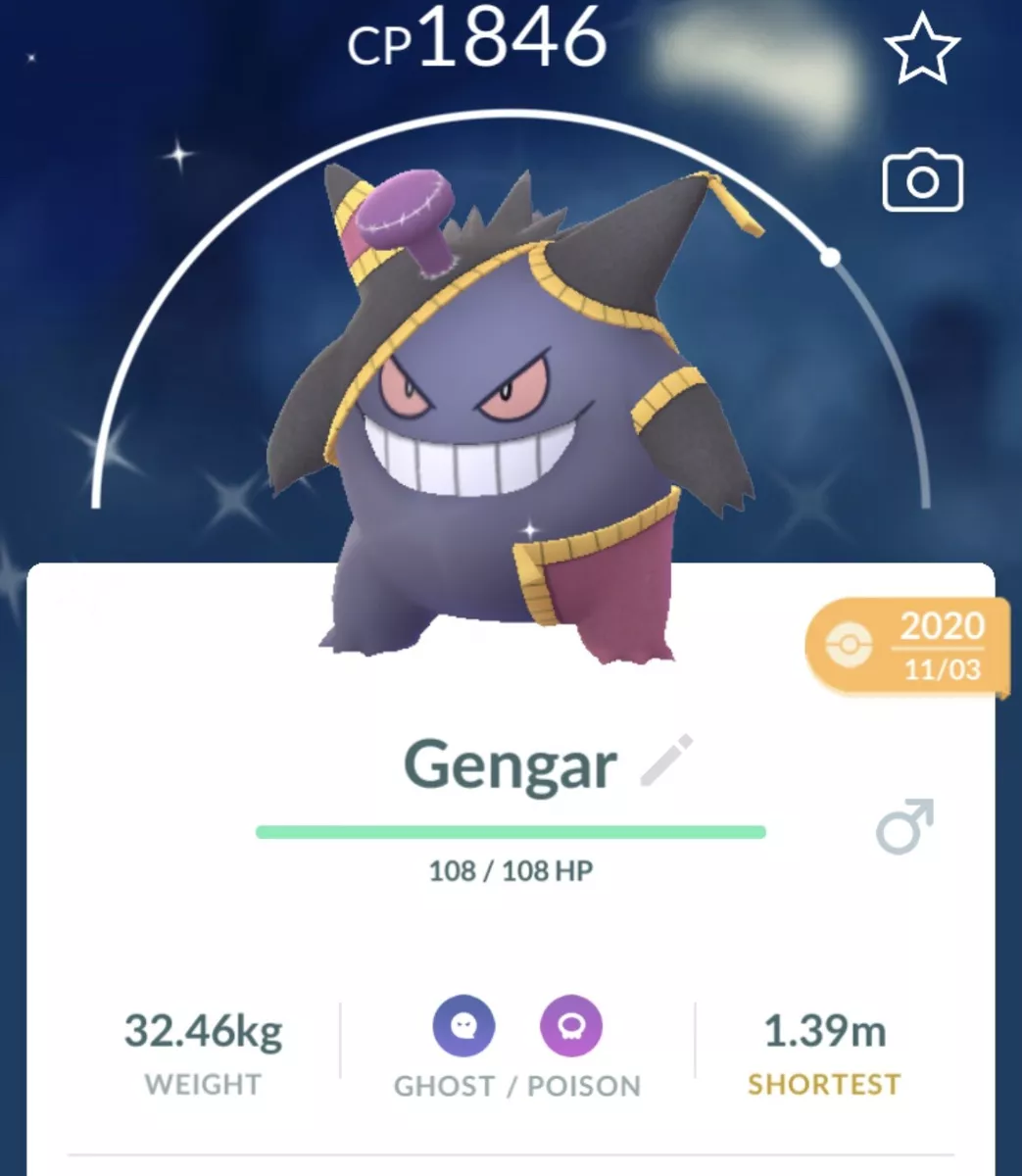 shiny halloween gengar pokemon go from 2020 and instant ￼￼ delivered