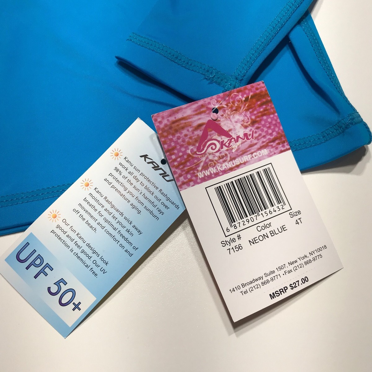 my Kanu Surf Rash Guard Top Girls Size 4T Neon Blue UPF 50+ Swim