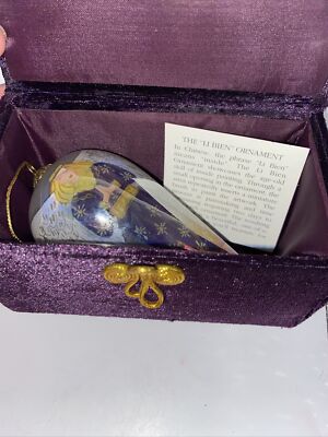 Angel Ornament  LI BIEN / REVERSE PAINTED GLASS TEARDROP SHAPE ~ 2001-BX2