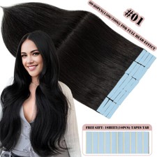 CLEARANCE Tape in 100% Real Human Remy Hair Extensions Skin Weft Brown Full Head
