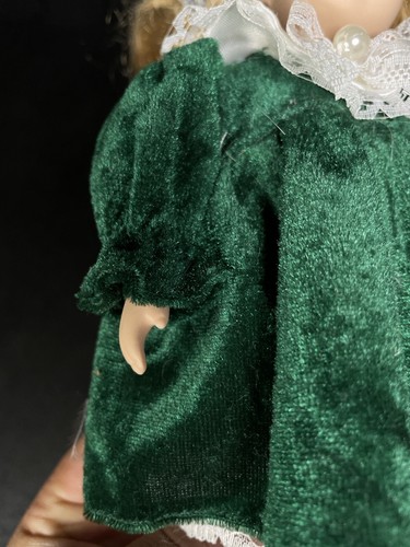 Vintage Phoenix Custom Promo 8" Porcelain Doll Glasses Green Velvet Dress - Picture 3 of 7