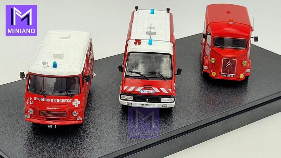 COFFRET 3 VEHICULES SECOURS ASPHYSIES ET BLESSES POMPIERS IXO HACHETTE 1/43ème - Photo 2/4