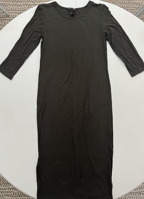 H&M Dark Olive Green Knit 3/4 Sleeve Dress | eBay