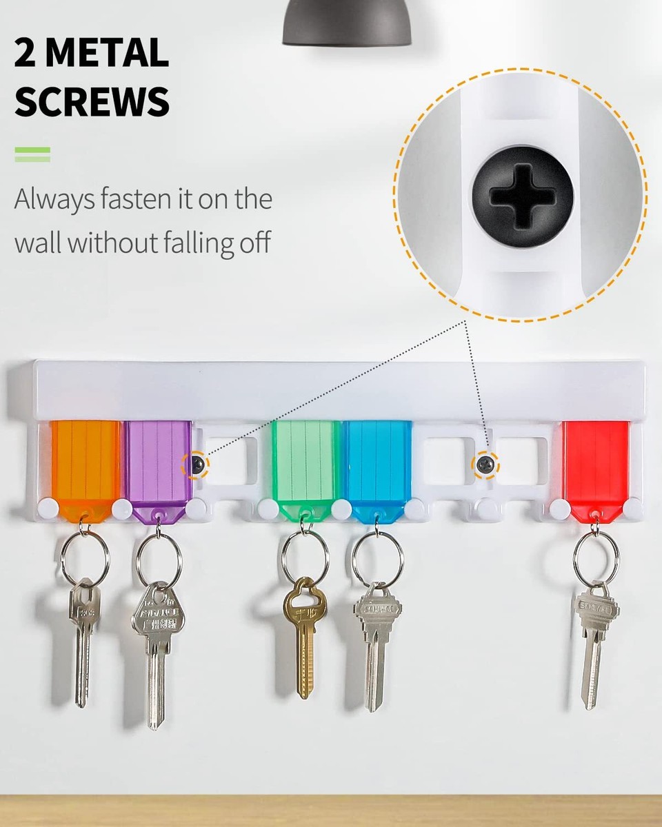 2 Key Tag Rack Slot Style Wall Mount Key Holder Organizer w/ Key