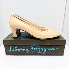 Salvatore Ferragamo Beige Leather Pumps Heels Women’s 9.5 AAAA Made in Italy