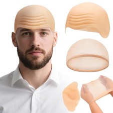 Bald Caps Latex Bald Cap with Nylon Wig Caps Makeup Costume Accessories