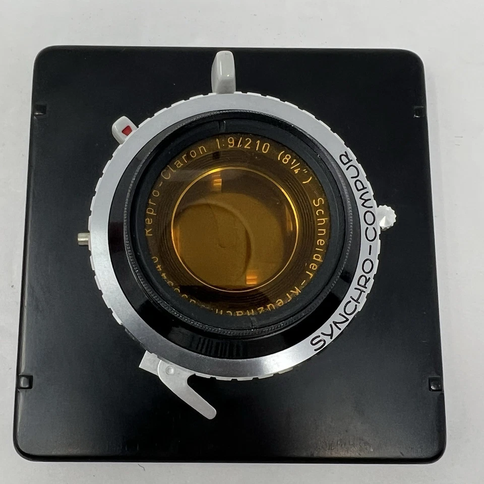 Lente Schneider Repro-Claron 210 mm F9 montada en placa gráfica 4x5 Synchro Compur Foto 2 de 4