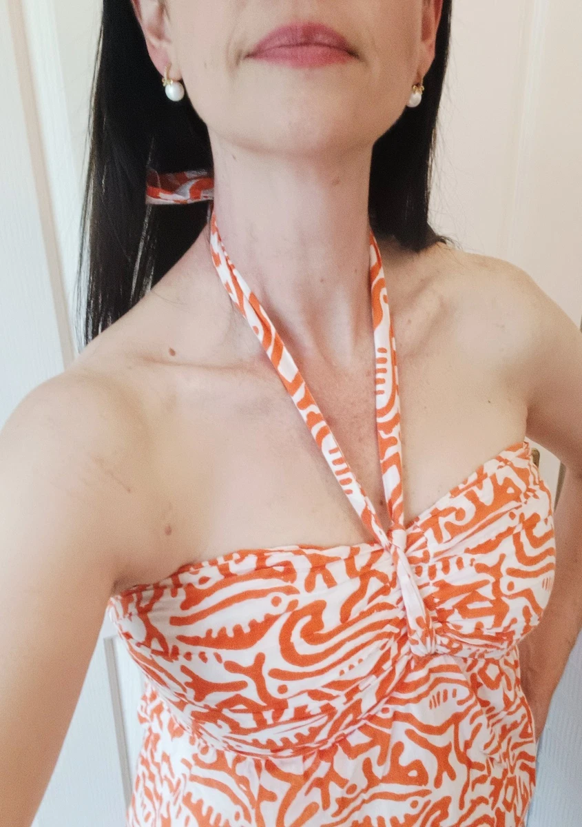 STEELE Halter Neck Orange Summer Festival Going Out Top Size S (up to Size 10)
