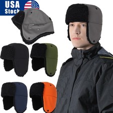 Winter Hat with Ear Flaps Fur Aviator Mask Warm Ski Caps for Men Hunting Cycling