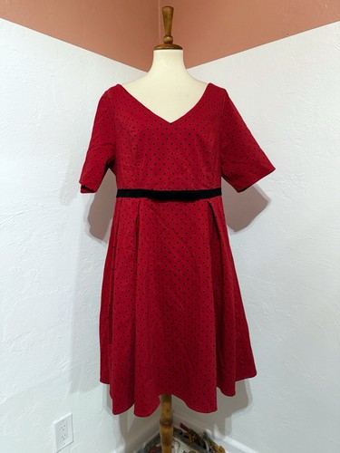 NWT Retro Chic Torrid Polka Dot Pinup Rockabilly Swing Red Midi Belted Dress 18 - Picture 2 of 8