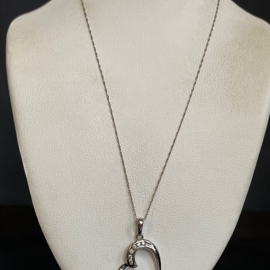 SILPADA  WHITE GOLD AND DIAMOND HEART PENDANT NECKLACE SKY image 2