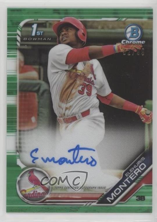 2019 Bowman Chrome Prospect Green Refractor 32/99 Elehuris Montero Auto 0c6