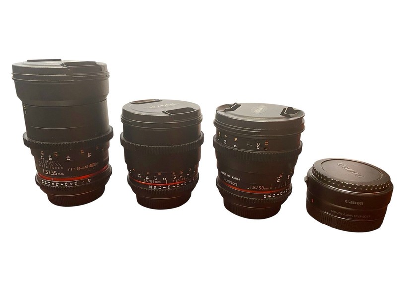 Rokinon Cine Lens Bundle 35mm 50mm 85mm With Canon Mount Adapter EF EOS R