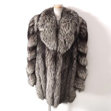 Excellent SAGA FOX ROYAL Real Silver Fox Fur Coat Jacket Women Soft Thick M
