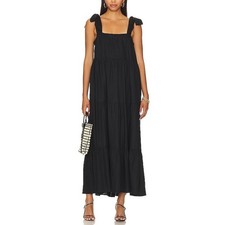 Show Me Your Mumu 'Arabella' Black Linen Maxi Dress Size L