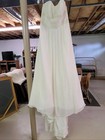 White Strapless Sweetheart A-Line Chiffon Beaded Wedding Dress w/ Veil — photo 5