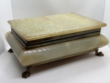Jade Marble Claw-footed Hinged Italian Antique Jewellery Trinket Box Estate Find
