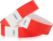 Wristco Paper party Event Wristbands Red 100/Pack Made in USA