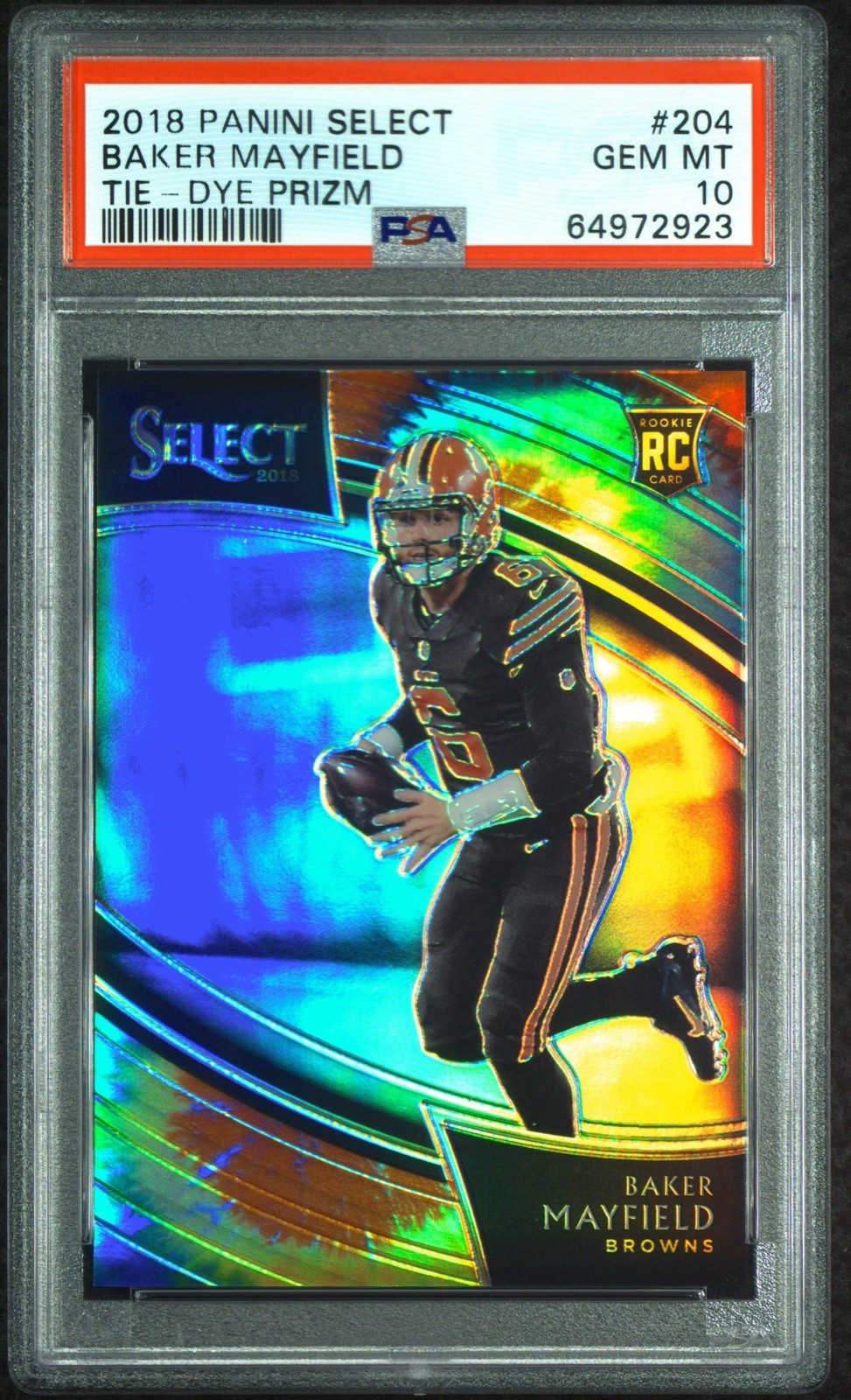 2018 Select Field Level Baker Mayfield #204 Tie-Dye Prizm /25 (RC) PSA 10 Gem