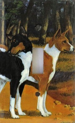 Basenji Single toggle light switch plate, handmade made in USA