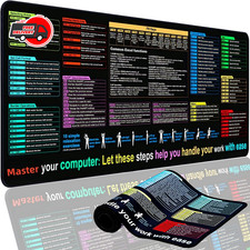 Excel Cheat Sheet Desk Pad Mat 11.8X31.5In - XL Excel Formulas Shotcuts Mouse