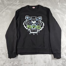 Kenzo Paris Sweatshirt Mens Medium Black Tiger Crewneck Embroidered Streetwear