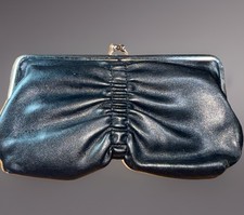 1960s Black Kiss Latch Vinyl Clutch, Evening Bag
