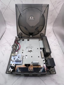 Sega Dreamcast VA1 Smoke Shell ODE-Ready Custom PSU Blue LED Battery Mod Fuse
