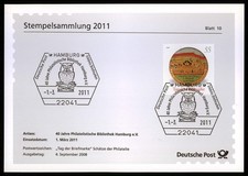 FRG SPECIAL STAMP SHEET 2011/10 HAMBURG - PHILA. LIBRARY - OWL OWL uc07