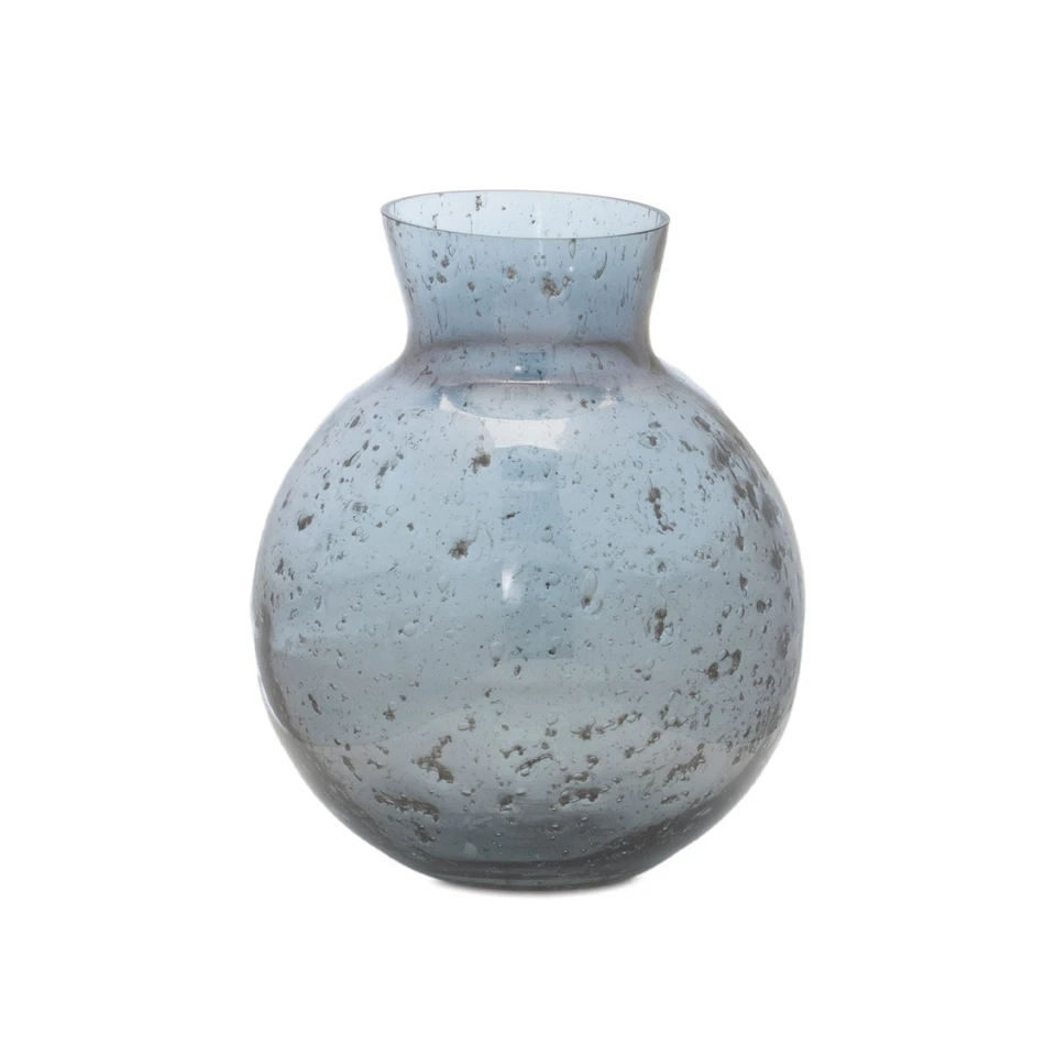 Juego de tres jarrones de mesa de vidrio sembrado azul y gris Foto 4 de 4