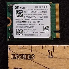 SK Hynix 512GB NVMe PCIe M2 2230 SSD BC711 HFM512GD3GX013N Health: 100%