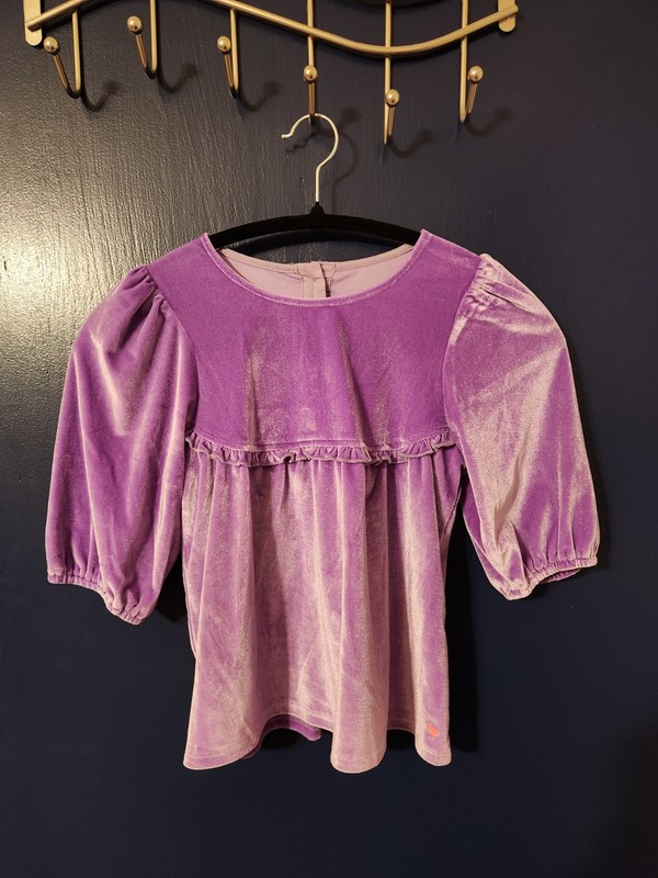 Pink Chicken Girls Purple Velvet A-Line Dress & Pants Set Round Neck Size 8Y