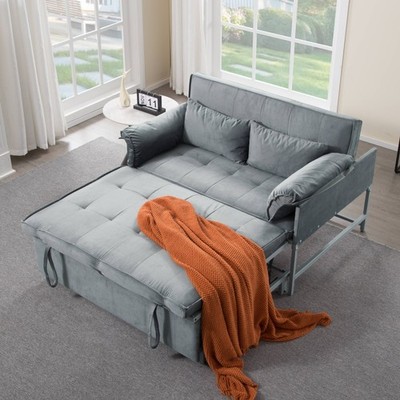 New 46'' Loveseat Sleeper Sofa Bed Fold Out Twin Bed 5 Reclining Angles Velvet