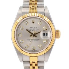 Rolex Datejust 79173 26mm Silver Diamond Dial 18KY Steel Auto Watch Box & Paper