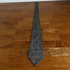 henry grethel tie Blue Gray Red Ornate Men  s Italian Silk Necktie Vintage  
