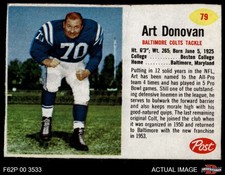 1962 Post Cereal #79 Art Donovan Colts HOF Boston College / Notre Dame 3 - VG