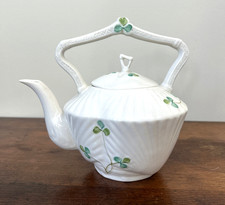 Belleek In Retrospect 2000 Shamrock Teapot Harp Irish Parian China
