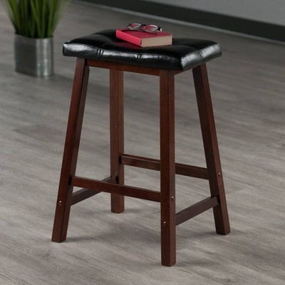 Mona Cushion Saddle Seat 24.84'' Counter Height Barstool Hardwood/Toasted Walnut