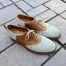 Vintage 80s 90s Polo Bench Made In England Derby Saddle Shoes 9.5D