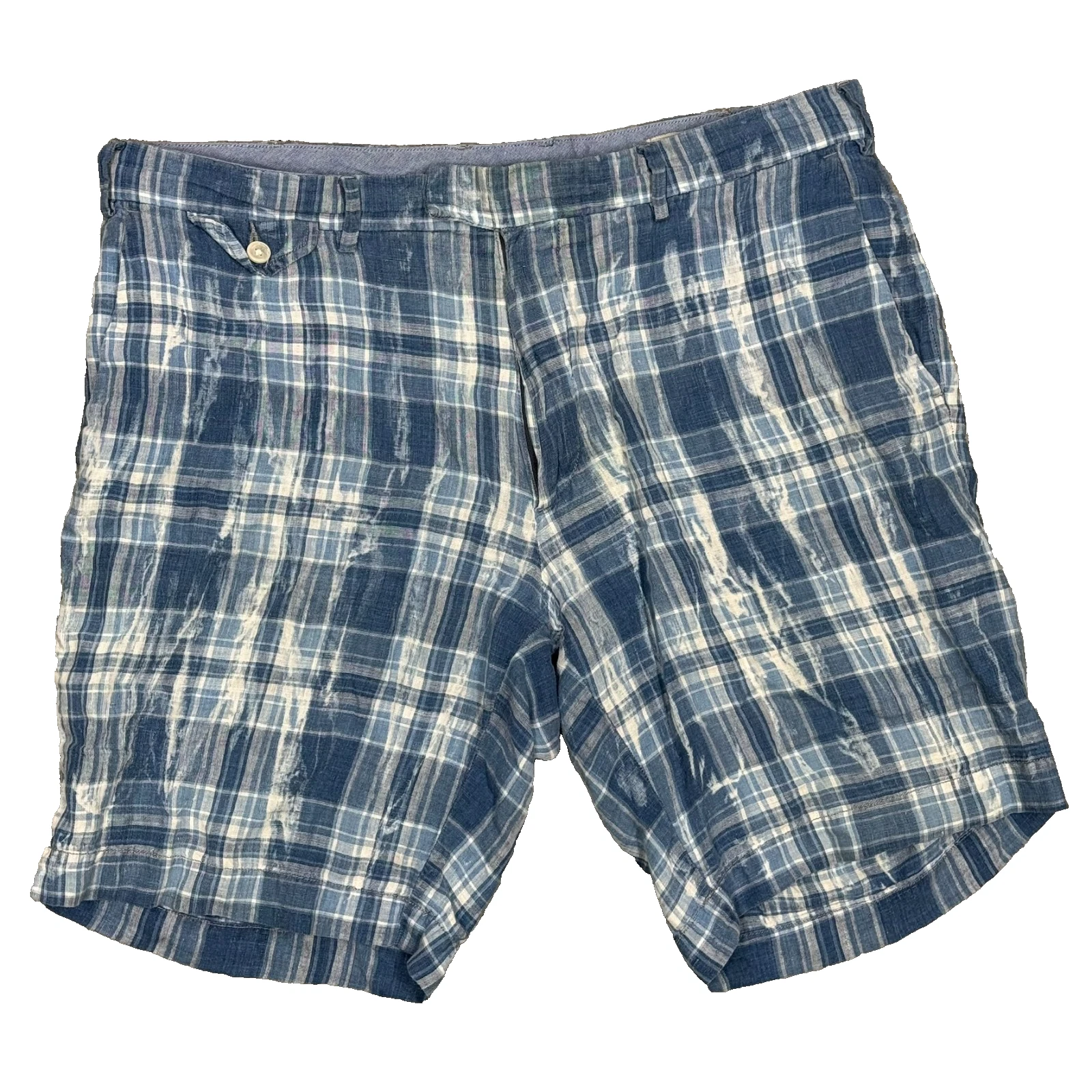 Polo Ralph Lauren 100% Linen Shorts Indian Madras Plaid Classic 9" 34 W