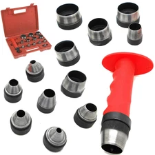 13-Piece Hollow Punch Set for Leather, Gasket, Rubber, Vinyl Hole Tool New
