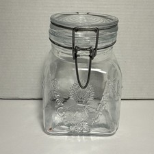 Grannys Products Wire Glass Jar 1 Quart Canister Peace Plenty Italy 1968