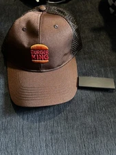 Burger King Employee Snap Back Trucker Crew Hat Cap Mens Brown Adjustable Flaw