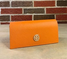 NEW TORY BURCH ORANGE AUTHENTIC SUNGLASSES EYEGLASSES LEATHER CASE