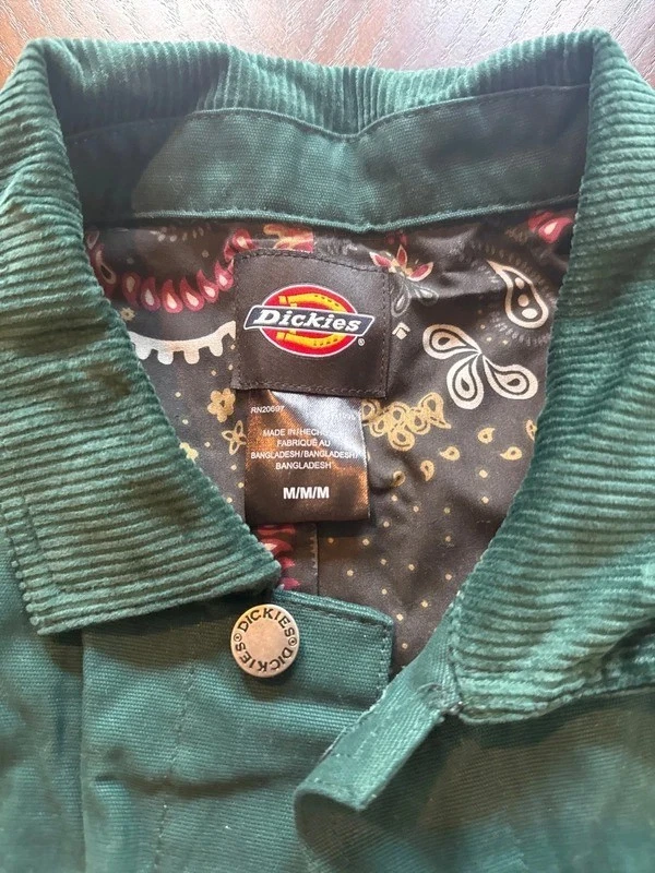 Dickeys Dickies Reworked Chore coat Hoodie Mens Green Plaid Hooded Coat Zip Logo - product detail image 3
